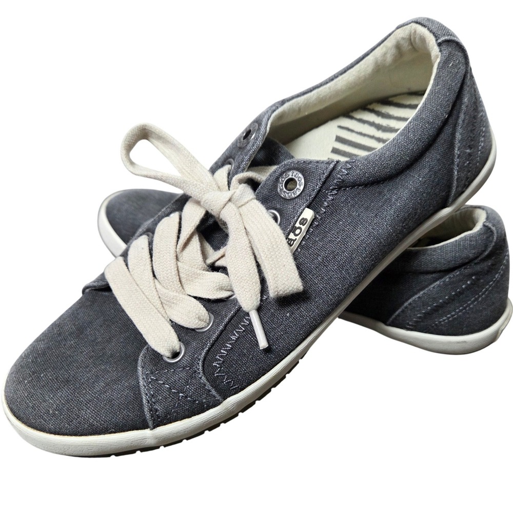Taos Canvas Lace Up Shoes Womens 6.5 Gray‎ Comfort Casual Walking Sneaker
